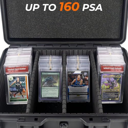 Graded Card Case Holds 160 PSA Slabs, Premium Storage Box - color: Black-pro