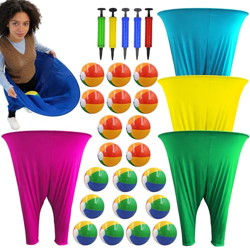 Granny Pants Yard Game Set,Outdoor Party Game Granny Pants Outdoor Game with Bouncy Balls and Air Pump Fun Family Reunion Backyard Games for Groups - color: 5 Color: Green Lake Blue Yellow Rose Blue, size: Large