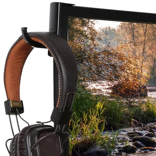 Headphone Hanger - Under Desk Mount for Computer Table, Adhesive Headphone Stand Holder for Wired & Wireless Headsets, Space-Saving Headset Hook for Gaming, Office & Home Use