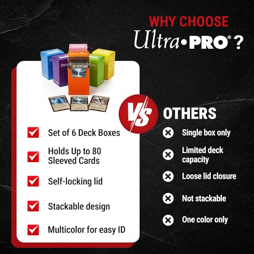 Ultra-Pro Deck Box, Set of 6 (Orange, Purple, Light Blue, Pink, Yellow, Light Green)