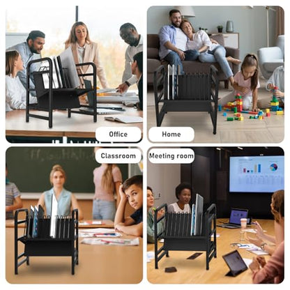 Chromebooks Charging Station 12-Slot Open Charging and Storage Rack with Leveling Feet for iPads, Tablets and Laptop Computers – Ideal for Classrooms, Offices, and Libraries