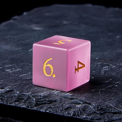 Pink Cat's Eye Crystal DND Dice Set 7 PCS Gemstone Suitable for Dungeons and Dragons D & D RPG Games - color: Pink Cat Eye