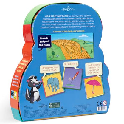 eeBoo Lion in My Way Game - Award Winning Cooperative & Imaginative Problem Solving Game, Screen-Free Fun for 2-4 Players, Kids Ages 5 and up - style: Lion in My Way