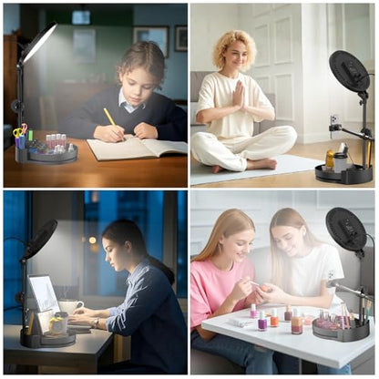 Selfie Light Kit for Desk and Laptop,55W Dimmable Full Screen Ring Light,with Rotating Storage Box,Pen Holder Stand,Phone Holder and Controller (Maya Blue, 10.5) - color: Maya Blue