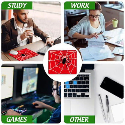 Mouse Pad Spider on Spider Web Square Mousepad Desk Mat with Non Slip Rubber Base, Stitched Edge Mouse Mat Desk Pad for Work Game Office, 9.5x8 Inches - color: Spider on Spider Web