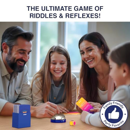 Dare to Ding – Game of Riddles & Reflexes, Guess the Riddle Game, 3 Levels | Fast-Paced Card Game, 450+ Riddles, Family-Friendly Game for Teens, Families & Adults, Gift for Ages 10 & Up, 3–8 Players