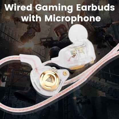 Wired Gaming Earbuds in-Ear Headphones HiFi Game Head Phones in Ear Monitors Deep Bass Sound Wired-Earbuds with 1DD 10mm Dynamic Driver Inear Earphones IEM for Music Gaming Video Calling (White) - color: 화이트.