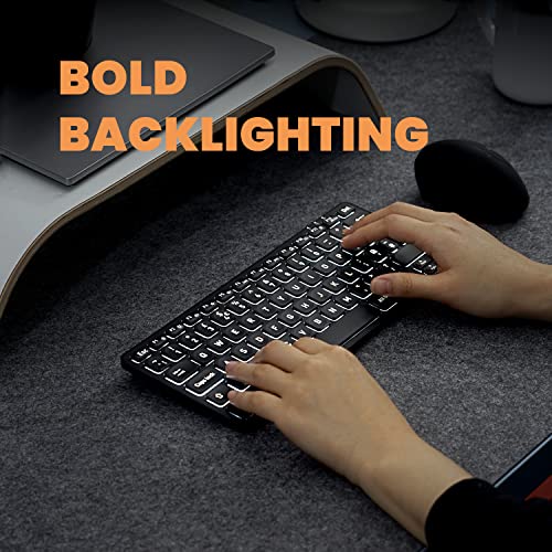 Perixx PERIBOARD-732B Wireless Backlit Mini Keyboard - X Type Scissor Keys - White Backlit - US English,Black,11950 - style: Wireless Backlit