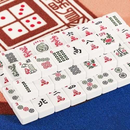 1.2" American Mahjong Tiles, 166 Tiles with White Color (Tiles Only, No Dice and Other Accessories) - color: White