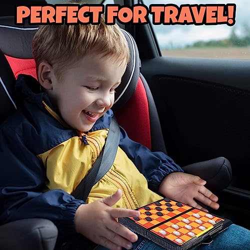 Gamie Magnetic Board Travel Games for Kids, Includes 12 Retro Fun Games - 5" Compact Design, Individually Boxed Travel Essentials for Kids 4-8, 8-12, Road Trip/Airplane/Camping, for All Ages
