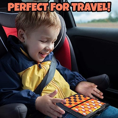 Gamie Magnetic Board Travel Games for Kids, Includes 12 Retro Fun Games - 5" Compact Design, Individually Boxed Travel Essentials for Kids 4-8, 8-12, Road Trip/Airplane/Camping, for All Ages