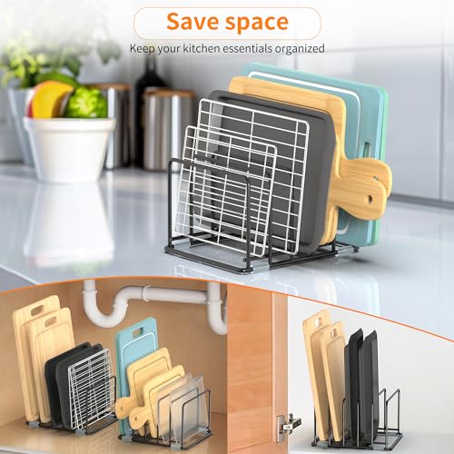 Cutting Board Organizer, Kitchen Cabinet Organizer | , Divided Rack with 5 Slots for Baking Trays, Cutting Boards - Cookie sheet Organizer, Baking Sheets Holder (medium) - style: 1PC(Medium)