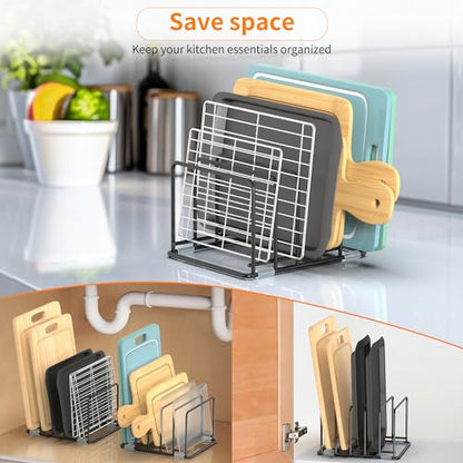 Cutting Board Organizer, Kitchen Cabinet Organizer | , Divided Rack with 5 Slots for Baking Trays, Cutting Boards - Cookie sheet Organizer, Baking Sheets Holder (medium) - style: 1PC(Medium)