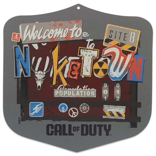Call of Duty Welcome to Nuketown Site B Metal Wall Decor | Classic COD Nuketown Sign for Game Room or Bedroom - color: Gray/Orange