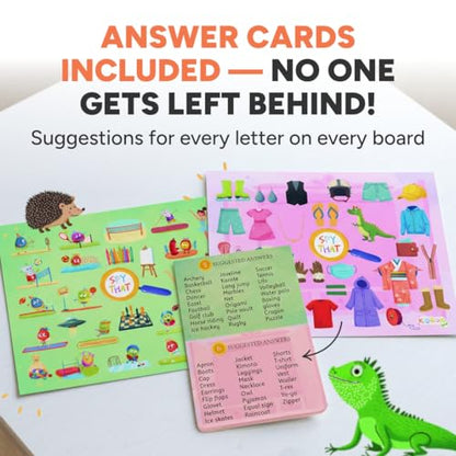 Flashcards Spy that! by Kidrox Squad – Spy that Letter Game for Kids Ages 3+, 20 Double-Sided Picture Search Boards with 400+ Objects, Alphabet Learning Game for Toddlers and Families - style: Spy That