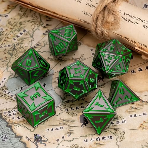 UDIXI Metal DND Dice Set, Metal Polyhedral Dice D&D for Board Games (Black) | 7-Pieces, Lozenge Pattern, Zinc Alloy Material, Gorgeous Gift Case, DM Gift, for Dungeons and Dragons Role Playing Games - color: Black