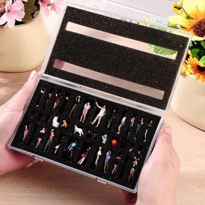 predolo 1/64 1/87 Miniature Figure Box 36 Slot Portable Dustproof Protection Box