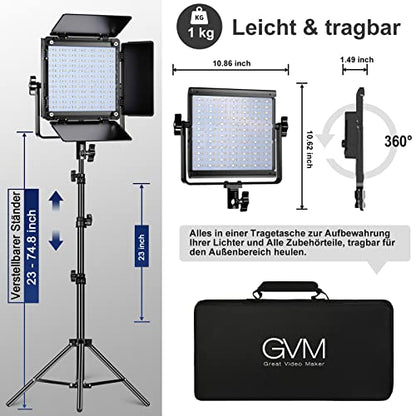 GVM 800D RGB Led Video Light, 2PCS Video Lighting Kit with APP Control, 40W Photography Lighting Led Panel Light with 18 Kinds of The Scene Lights for Studio YouTube, 3200K-5600K, CRI 97+ - size: 800D - 2 Pack
