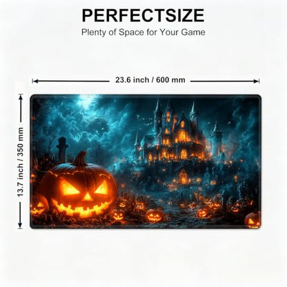 for MTG Playmat, Custom Trading Card Game Mat 23.6 x 13.7 in | Castle of Shadows Premium Non-Slip Rubber Base, Water-Resistant & Stitched Edges, Personalized High-Definition Art - color: Castle of Shadows, size: 24" x 14" Regular