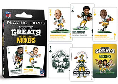 Masterpieces NFL Green Bay Packers All-Time Greats Playing Cards, Officially Licensed Team Collectible Deck, Premium Poker Play for Game Night, Fan Display, Green Bay Packers Merch Set, Card Deck - style: Green Bay Packers