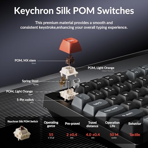 Keychron V6 Ultra 8K Wireless Mechanical Keyboard, 8000Hz Polling Rate Tri-Mode (2.4G/BT/Wired) Full Size Gaming & Office Keyboard, Hot-swappable Brown Switches, ZMK/Web Launcher, for Mac/Win/Linux - style: Brown Switch