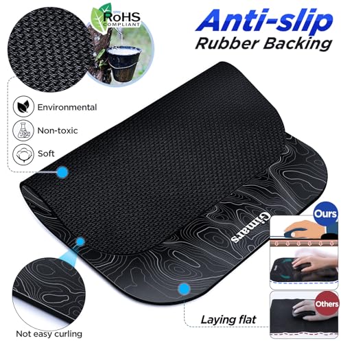 Gimars Large Smooth Superfine Fibre Memory Foam Ergonomic Mouse Pad Wrist Rest Support Mousepad with Nonslip Base for Laptop, Computer, Gaming & Office,Free Coaster Include-Topographic Map - color: Topographic Map