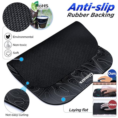 Gimars Large Smooth Superfine Fibre Memory Foam Ergonomic Mouse Pad Wrist Rest Support Mousepad with Nonslip Base for Laptop, Computer, Gaming & Office,Free Coaster Include-Topographic Map - color: Topographic Map