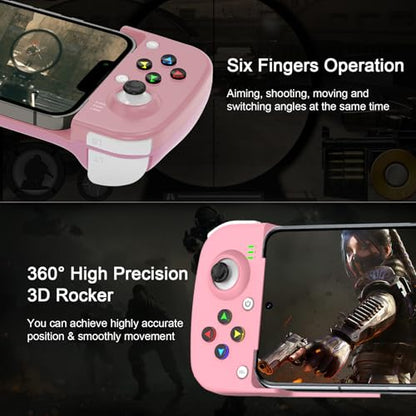 arVin Mobile Game Controller for Samsung Galaxy S23/S22/S21 Ultra, TCL, Tablet, Android Wireless Gamepad for iPhone 15/14/13/12, iOS, iPad, MacBook, PC Gaming Joystick with Back Button, Direct Play - color: Pink