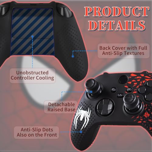 Anti-Slip Silicone Controller Skin Kit only for Xbox Series S/X | Controller Case with 2 Thumb Grip Cover & 2 Elevated Base - color: Red and Black