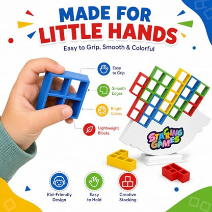 48PCS Balance Stacking Game, 2 Players Tower Board Toy for Adults & Kids, Family Party Travel Game, Team Building Blocks