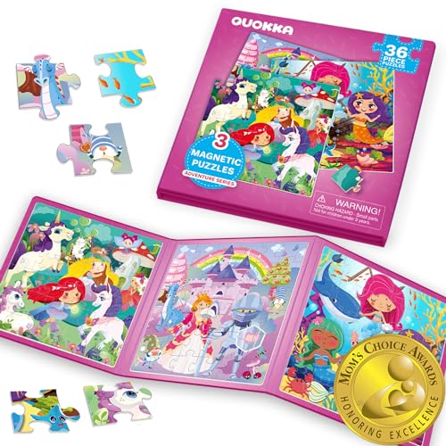 QUOKKA Magnetic Puzzles for Kids Ages 4-6 – 36 Pieces Sudoku Toddler Puzzles Ages 2-4 – Travel Games for Kids 3-5 – Princess Unicorn Mermaid Toddler Travel Toys – Car Airplane Road Trip Games - color: 1. Princess 36 Pcs