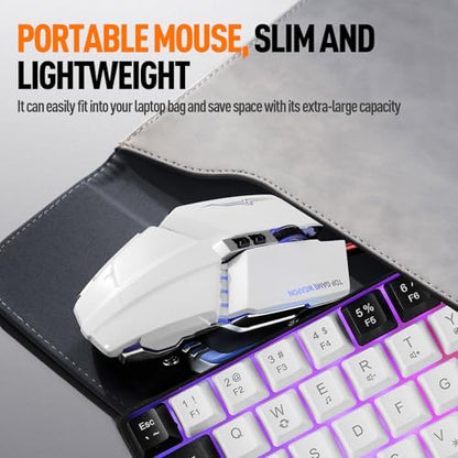 Guiheng Wired 60% Gaming Keyboard and Mouse Combo, Ultra-Compact 61 Keys RGB Backlit Mini Keyboard, Lightweight 3200 DPI Optical, Wired Gaming Set for Windows,PC, MAC PS5 Xbox Gamer(White-Black) - color: White and Black combo