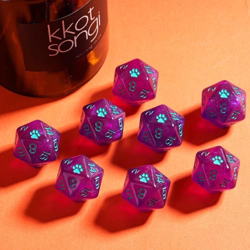 10 Pieces Purple D20 Dice, Set of 10, 20 Sided Dice D20 for DND RPG Tabletop Game - color: 10pcs D20 Purple
