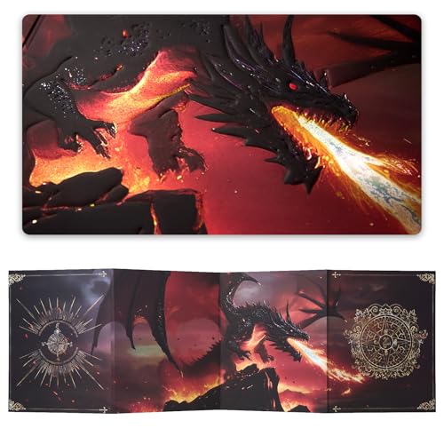 Dungeon Master Screen,4-Panel Magnetic DM Screen for RPG Sessions | 3D embossed cover,6 strong magnetic pins,A3 reference sheet and gift-ready box for game masters and RPG sessions