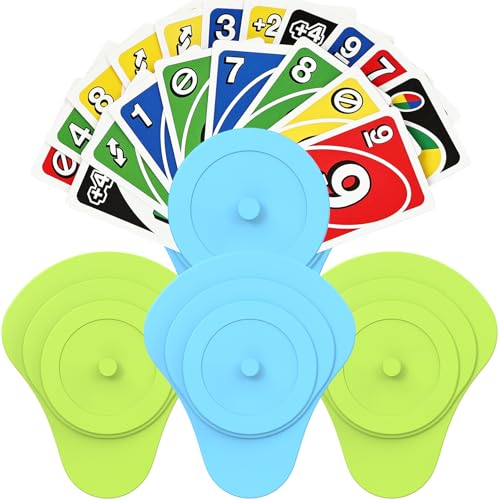 Playing Cards Holder for Little Hands Stocking Stuffer for Boy Girl UNO Game Nights, Poker, Canasta, Spite Malice, Playing Card Accessories for Family Gatherings & Travel, Set of 4 (2 Blue + 2 Green) - color: 2 Blue + 2 Green