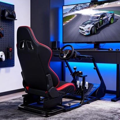 Foldable Sim Racing Rig | Heavy-Duty Carbon Steel Racing Wheel Frame Fits Logitech & All Top Gaming Steering Wheel Brands - size: 51x28.6x40.6 Inch