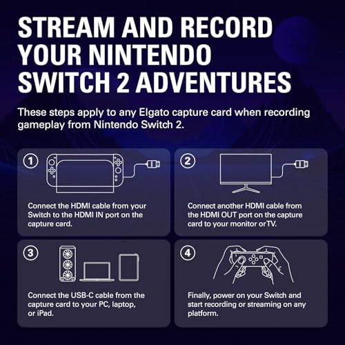 Elgato 4K S Capture Card for PS5, Xbox Series X/S, Switch 2 | 4K60 capture, 1440p120 or 1080p240 passthrough, HDR10 support, Near-zero latency, USB-C, Analog audio input - style: 4K S