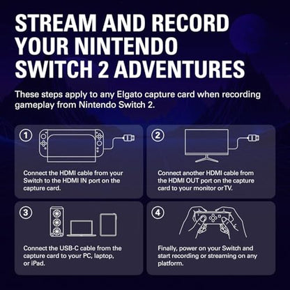 Elgato 4K S Capture Card for PS5, Xbox Series X/S, Switch 2 | 4K60 capture, 1440p120 or 1080p240 passthrough, HDR10 support, Near-zero latency, USB-C, Analog audio input - style: 4K S