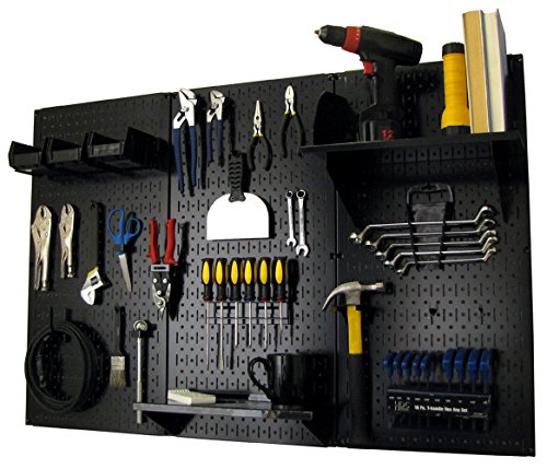 Wall Control Pegboard Organizer 4 ft. Metal Pegboard Standard Tool Storage Kit with Black Toolboard and Black Accessories - color: Black