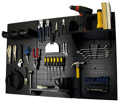 Wall Control Pegboard Organizer 4 ft. Metal Pegboard Standard Tool Storage Kit with Black Toolboard and Black Accessories - color: Black
