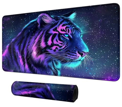 Tiger with Galaxy for MTG & TCG Playmat Mouse Pad,BFDHGQZC 24" x 14" Game Mat for MTG/RPG/CCG Trading Card Game Playmats Table Mat Perfect for Card Games Video Games Computer Office - color: Tiger With Galaxy