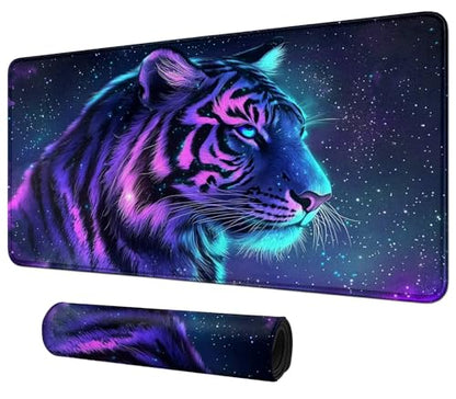 Tiger with Galaxy for MTG & TCG Playmat Mouse Pad,BFDHGQZC 24" x 14" Game Mat for MTG/RPG/CCG Trading Card Game Playmats Table Mat Perfect for Card Games Video Games Computer Office - color: Tiger With Galaxy