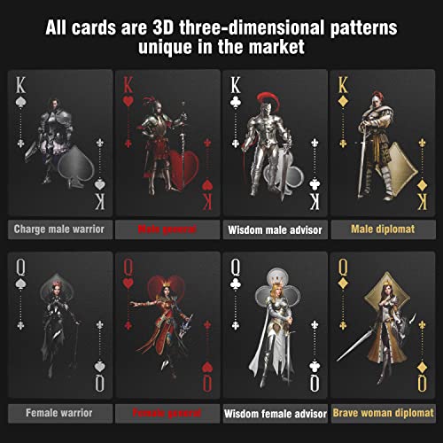 WJPC Waterproof Playing Cards，Plastic Playing Cards,Deck of Cards ，Game and Party Poker Cards (Knight Gold) - color: Knight Gold