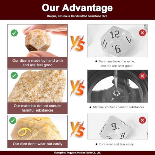 Natura Chrysanthemum Stone Dice Set, 7-Piece Handcrafted Polyhedral Dice with Gold Engraving, Ideal for D&D, RPG, MTG & Tabletop Games, Gift Box Included (Chrysanthemum Stone) - color: Chrysanthemum Stone