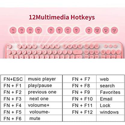 FOPETT Keyboard and Mouse Sets Wireless, Reliable 2.4 GHz Connectivity for PC,Laptop,Smart TV and More (Pink) - color: V2020 Pink