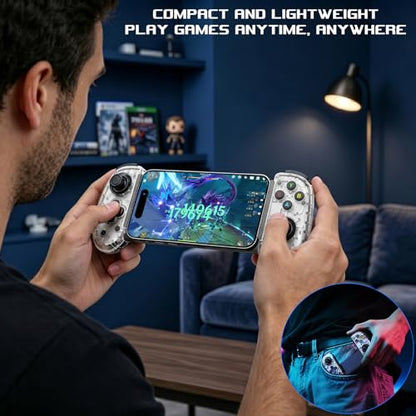 Mobile Gaming Controller for Android & ALL iPhone Series (Support USB-C & Wireless Connect) PS Remote Player Gamepad for PS5/PS4/Xbox/PC with Hall Joysticks/Turbo/Cloud Game Controller, Plug & Play - color: White