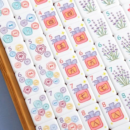 American Mahjong Tile Set,160 Light Purple Acrylic (4-Layer) Engraved Mahjong Tiles, Mahjong Tile Bag and Mahjong Accessories for Mahjong Beginner