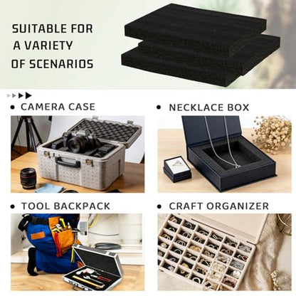 6 Pcs 16'' x 12'' x 1.5'' Polyurethane Foam - Foam Inserts for Cases Packing Foam Black Craft Foam Sheets for Packing Camera Toolbox Storage - size: 16'' x 12'' x 1.5 ''