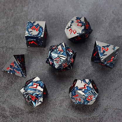 Rule Dice D&D Dice 7 Die Metal DND Dice Set, Weighted Metallic Dungeons and Dragons Dice Set, Large Polyhedral D and D Dice Sets, Cool MTG RPG Dice DND with Gifts Case for Role Playing (Black Red) - color: Black Red