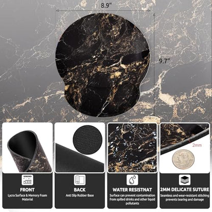 KONVINIT Ergonomic Mouse Pad with Wrist Rest, Small Mousepad with Non-Slip Rubber Base and Smooth Surface, Beach Mouse Pads for Desk, Office Desk Accessories - color: Black Marble